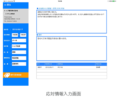 応対情報入力画面